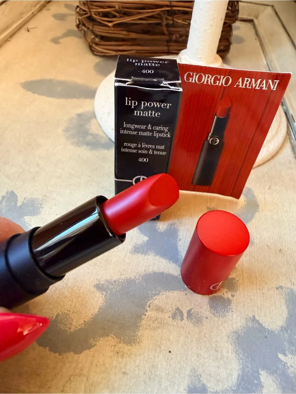 Giorgio Armani Lip Power Matte 400 - travel size red lip color NEW